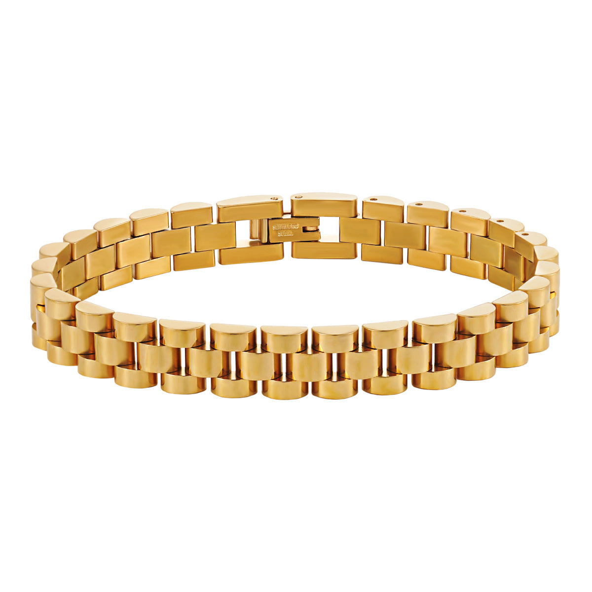 8mm Stainless Steel President Link Bracelet, gold-tone finish
