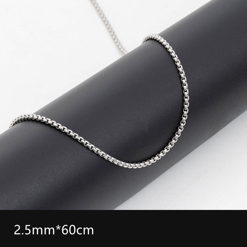 2mm-3.5mm Titanium Steel Rolo Chain Necklace silver finish view 4
