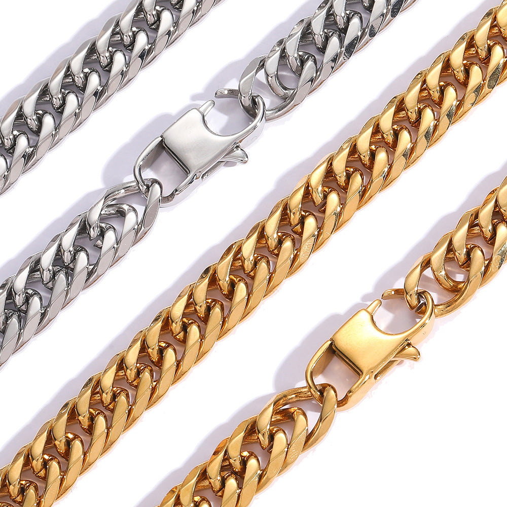 The Faceted Double-Link Cuban Chain in Stainless Steel, view 4