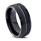 Black Tungsten Carbide Groove Band, brushed and polished view 2