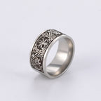Stainless Steel Tree of Life Band with etched Viking motif view 2