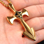 Geometric Cross Pendant Necklace, silver-tone, stainless steel view 4