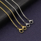 1.5mm Box Chain Necklace in silver and gold-tone finishes with lobster clasps