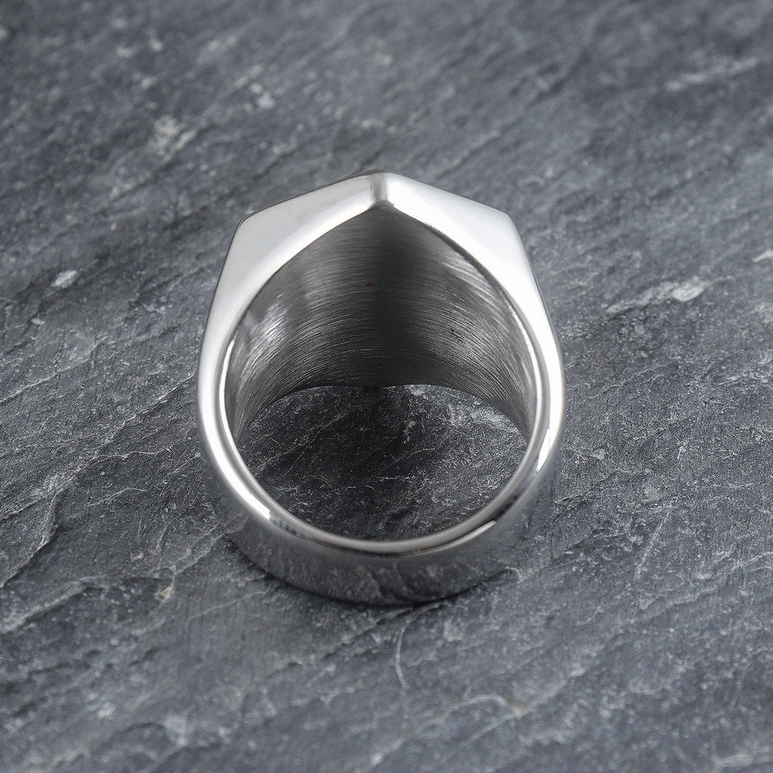 Stainless Steel Viking Compass Signet Ring with Vegvisir symbol view 4