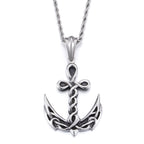 Titanium Steel Anchor Knotwork Pendant, silver-tone, detailed design view 2