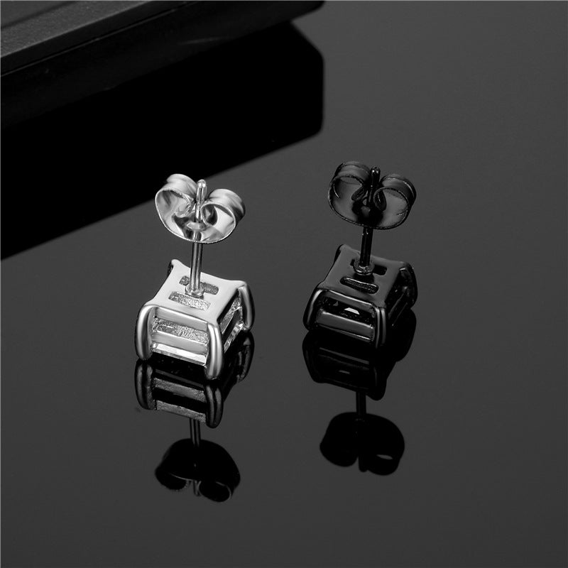 The Square Zircon Stud Earring, Sold Single, view 4