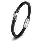 Braided Leather Iced X Bracelet rose gold-tone view 4