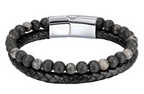 The Double-Strand Leather and Stone Bead Bracelet, view 7