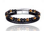 The Double-Strand Leather and Stone Bead Bracelet, view 8