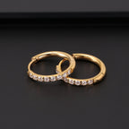 8-12mm CZ Inlaid Stainless Steel Hoop Earrings gold silver rose gold black