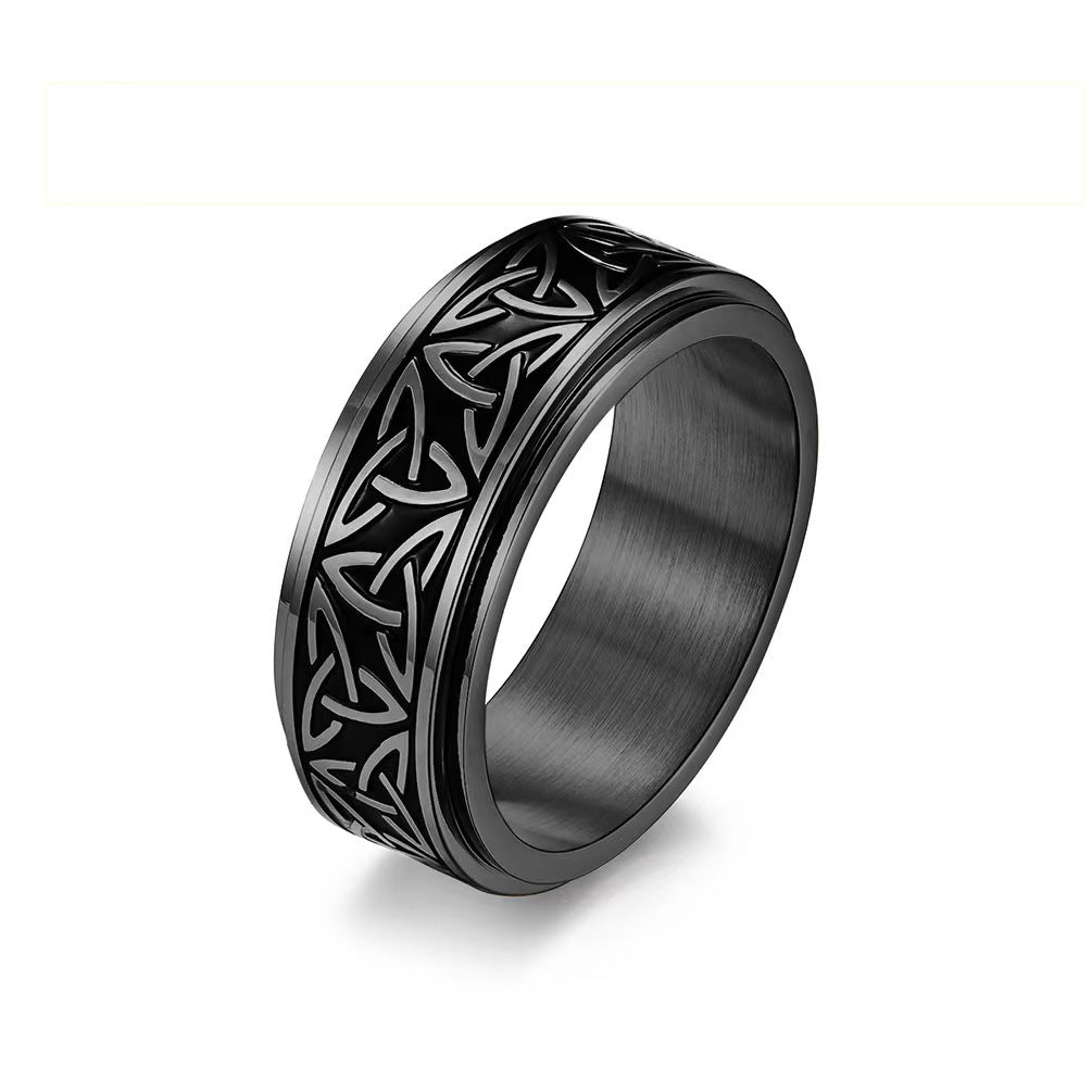 Titanium Steel Celtic Knot Spinner Ring in silver finish view 2