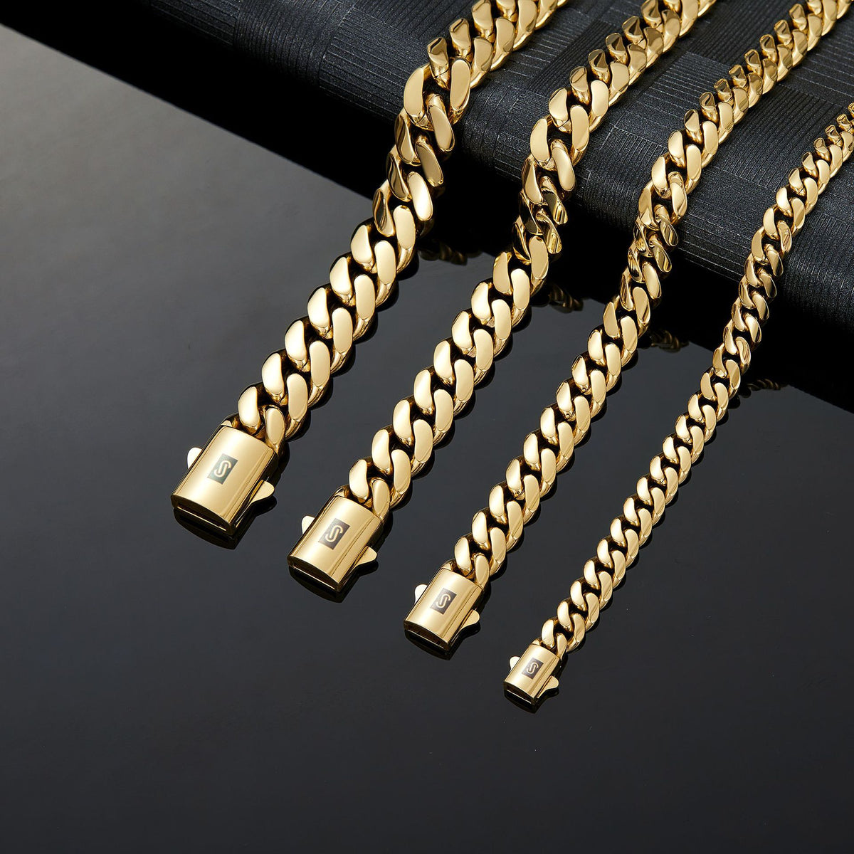 The Gold-Tone Cuban Bracelet in Stainless Steel, view 2