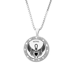 Archangel Michael Ankh Pendant Necklace silver box chain view 3