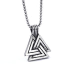 Stainless Steel Viking Triangle Pendant Necklace on white background