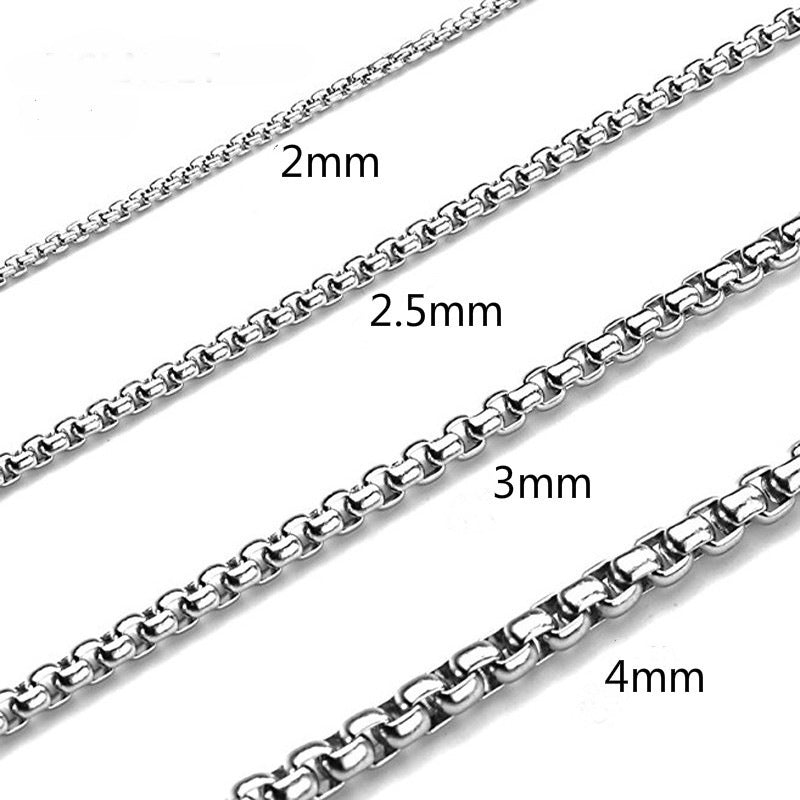 2-4mm Stainless Steel Rolo Chain in silver, gold, and black finishes view 2