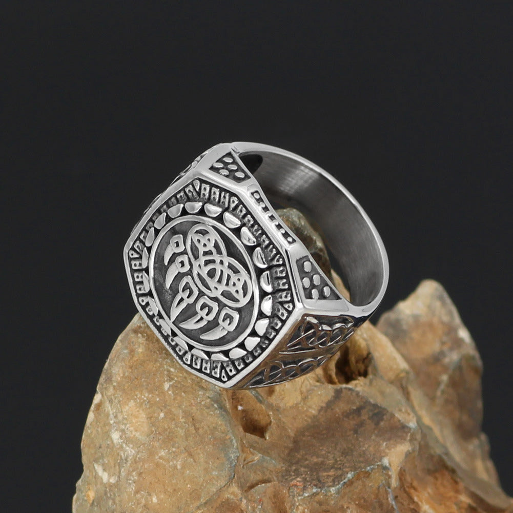 The Bear Paw Signet Ring in Stainless Steel, view 4