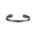 Dual Line Stainless Steel Cuff Bracelet in vintage silver finish
