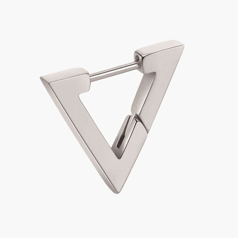 Geometric Triangle Hoop Earrings in silver stainless steel