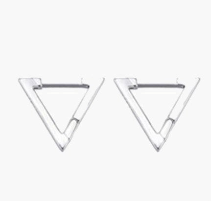 Geometric Triangle Hoop Earrings in silver stainless steel view 4