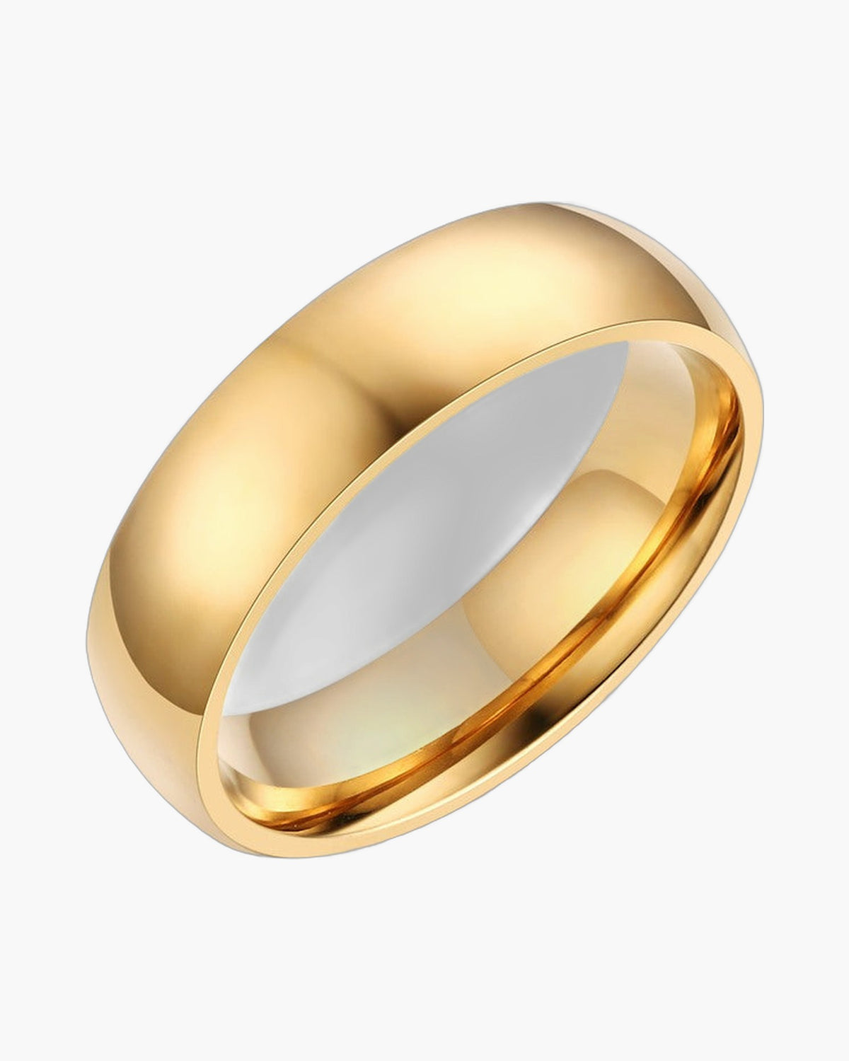 Gold-Tone Domed Stainless Steel Band Ring