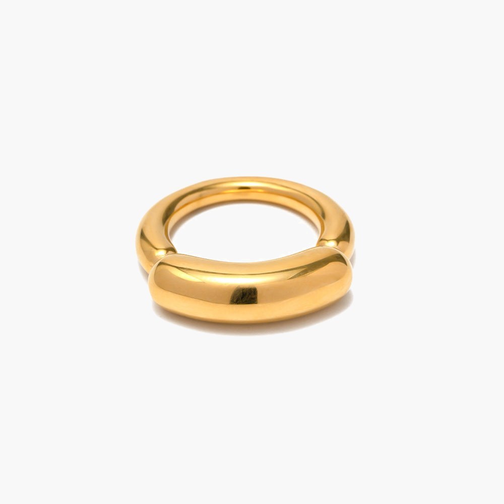 Gold-Tone Minimalist Dome Ring, polished finish