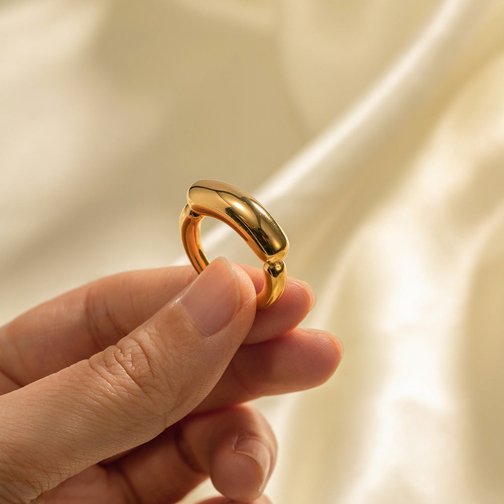Gold-Tone Minimalist Dome Ring, polished finish view 4