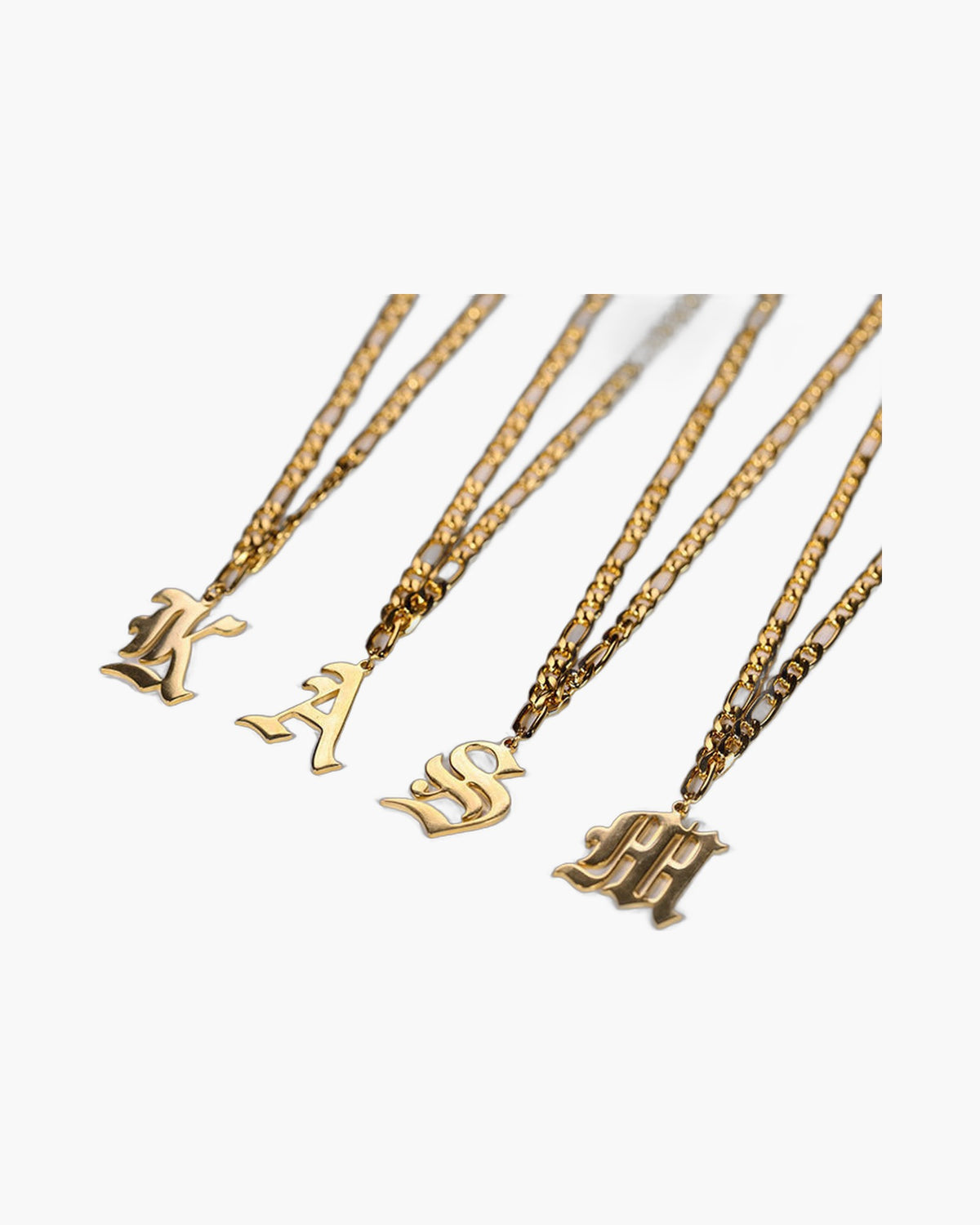 Gold-Tone Old English Letter Pendant Necklace, initial, Figaro chain