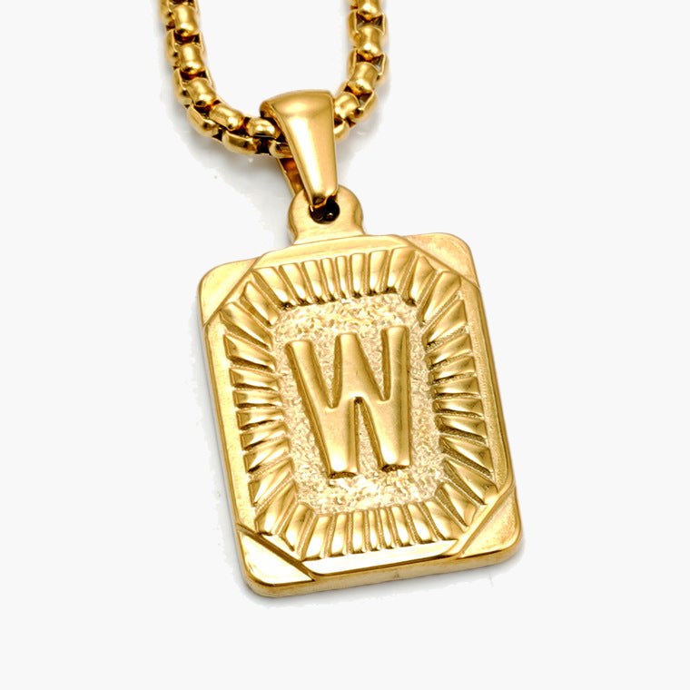 Gold-Tone Rectangular Initial Pendant Necklace with letter H view 23