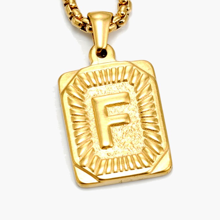 Gold-Tone Rectangular Initial Pendant Necklace with letter H view 2