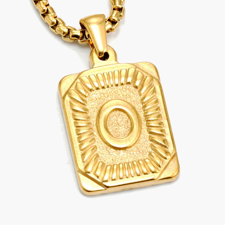 Gold-Tone Rectangular Initial Pendant Necklace with letter H view 3