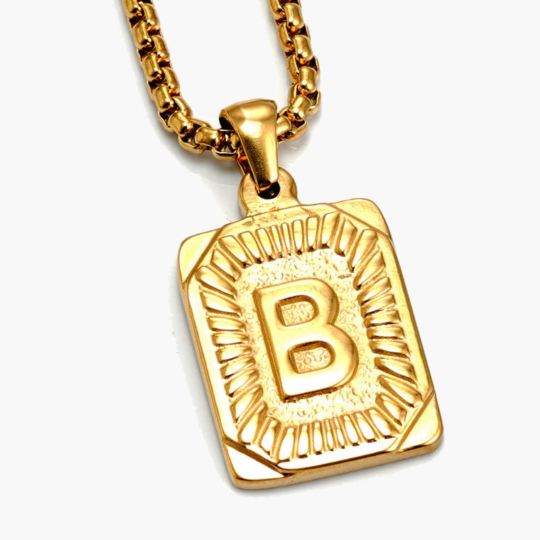 Gold-Tone Rectangular Initial Pendant Necklace with letter H view 4