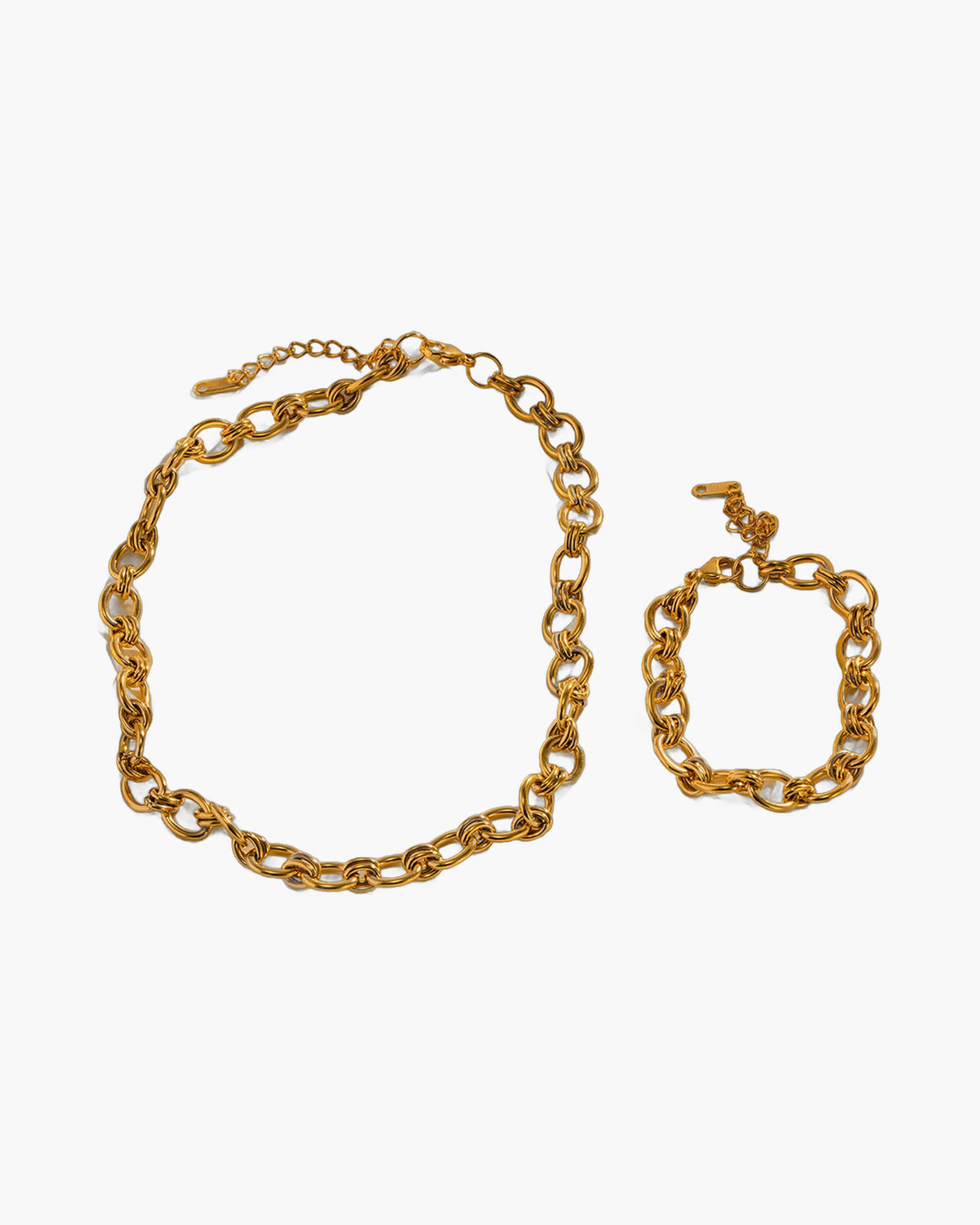 Gold-Tone Rolo Link Chain Necklace and Bracelet Set
