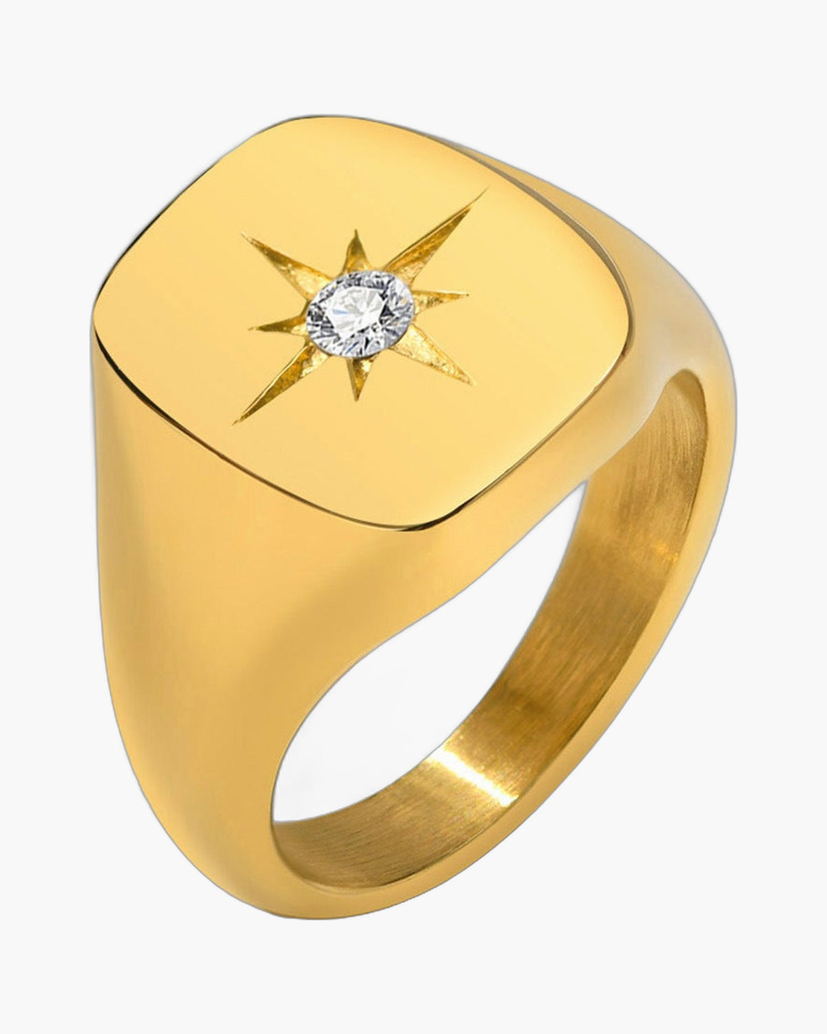 Gold-Tone Star Signet Ring