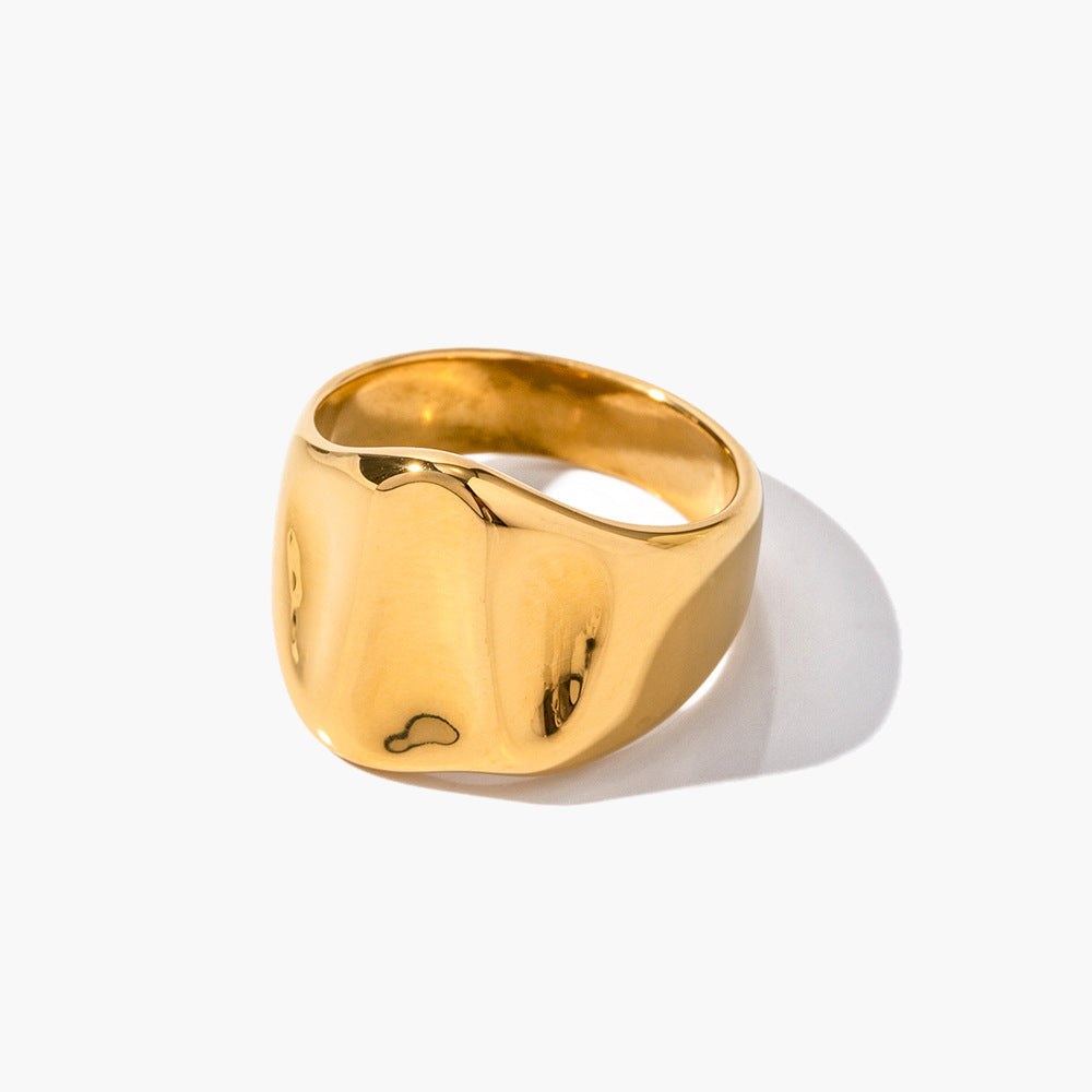 Gold-Tone Wide Face Signet Ring, minimalist design view 2