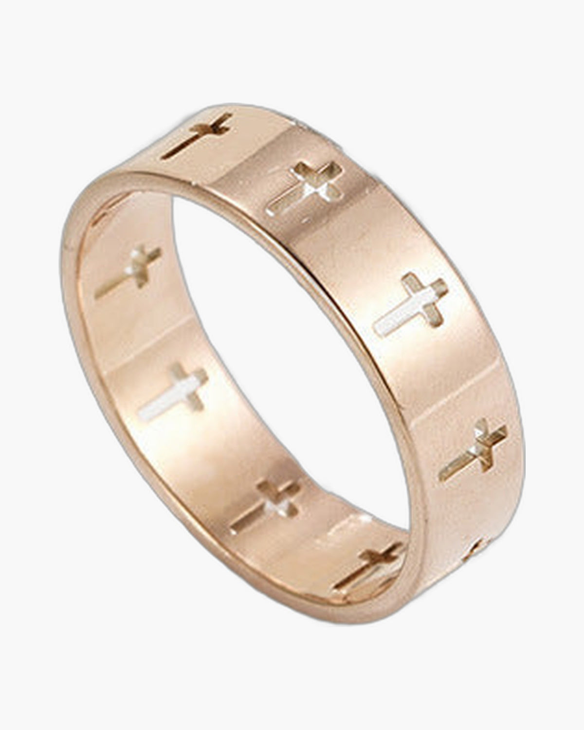 Hollow Cross Stainless Steel Band Ring - silver, cross pattern, minimalist view 3