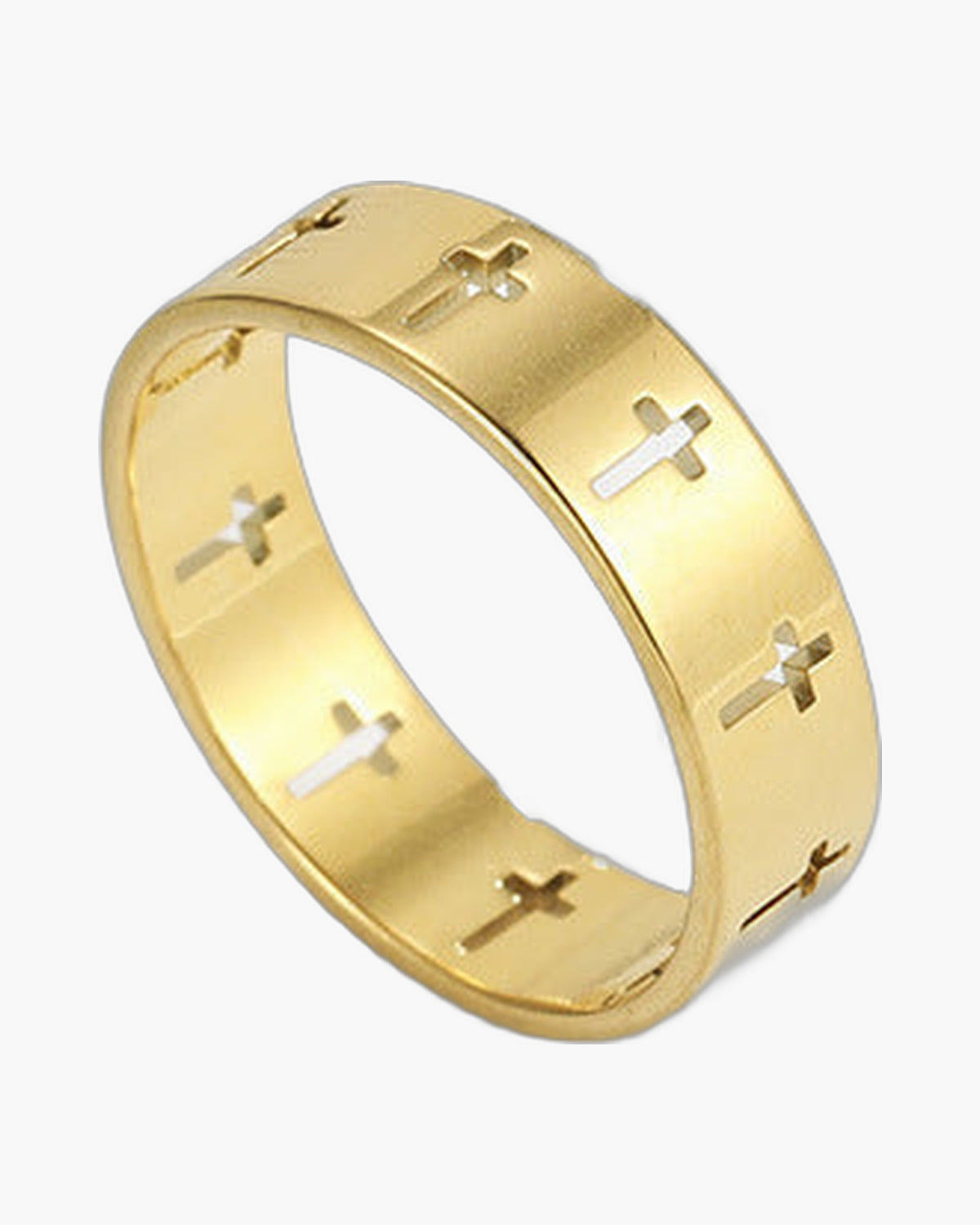 Hollow Cross Stainless Steel Band Ring - silver, cross pattern, minimalist view 4