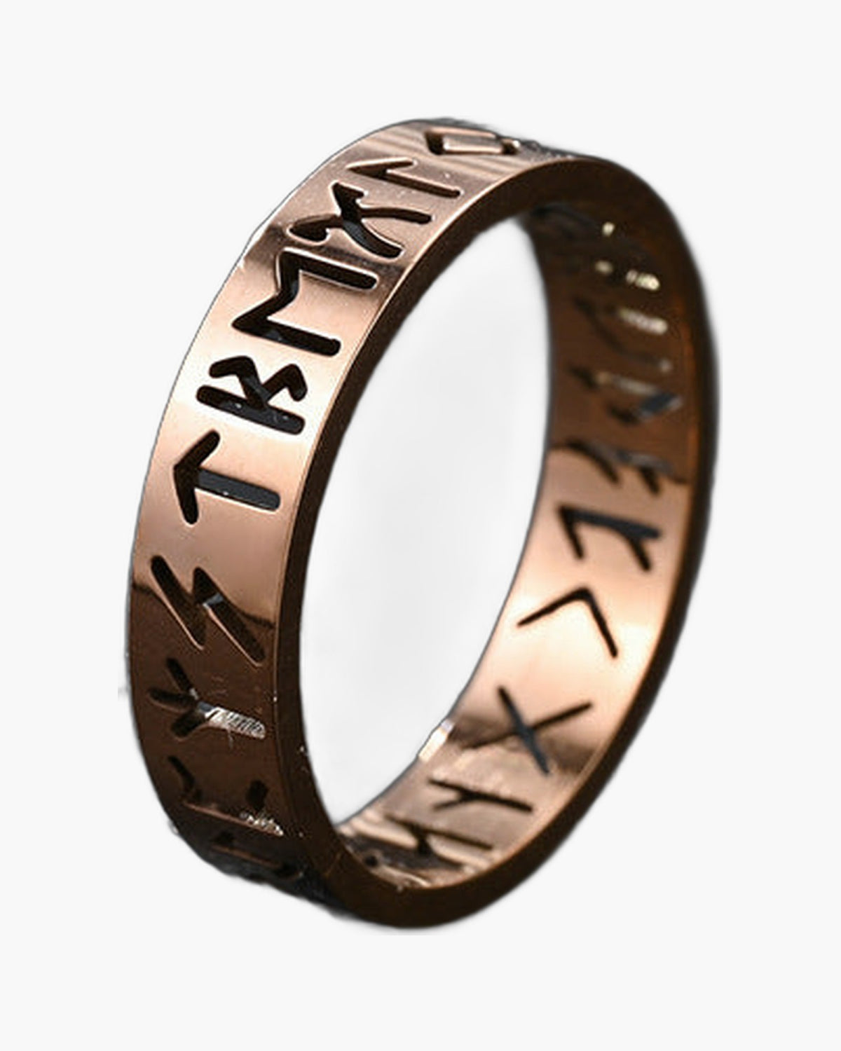 Hollow Rune Stainless Steel Band Ring in black finish view 4