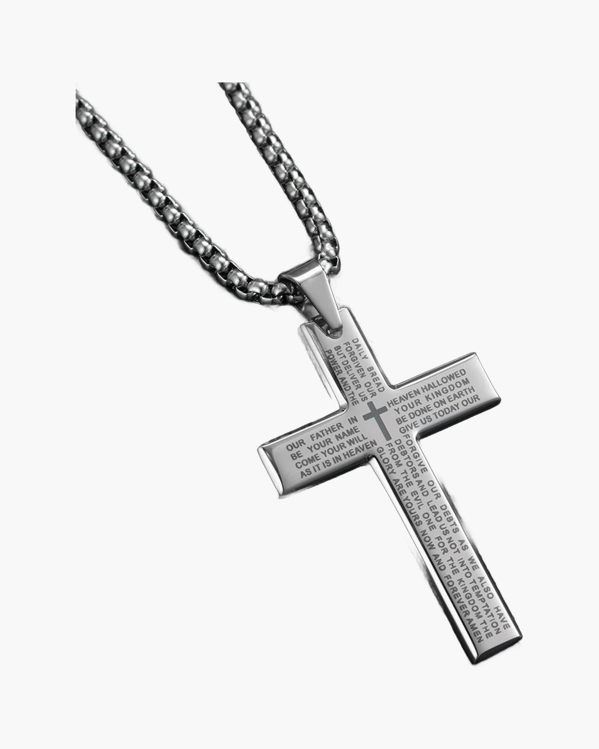 Lord's Prayer Cross Pendant Necklace black finish view 3