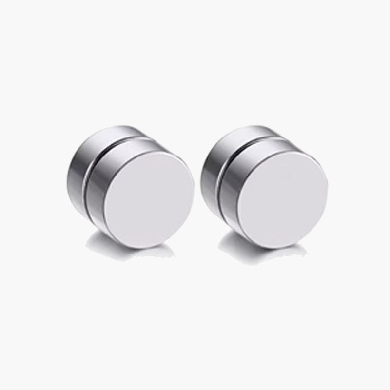 Magnetic Non-Pierced Stainless Steel Stud Earrings, black square CZ view 8
