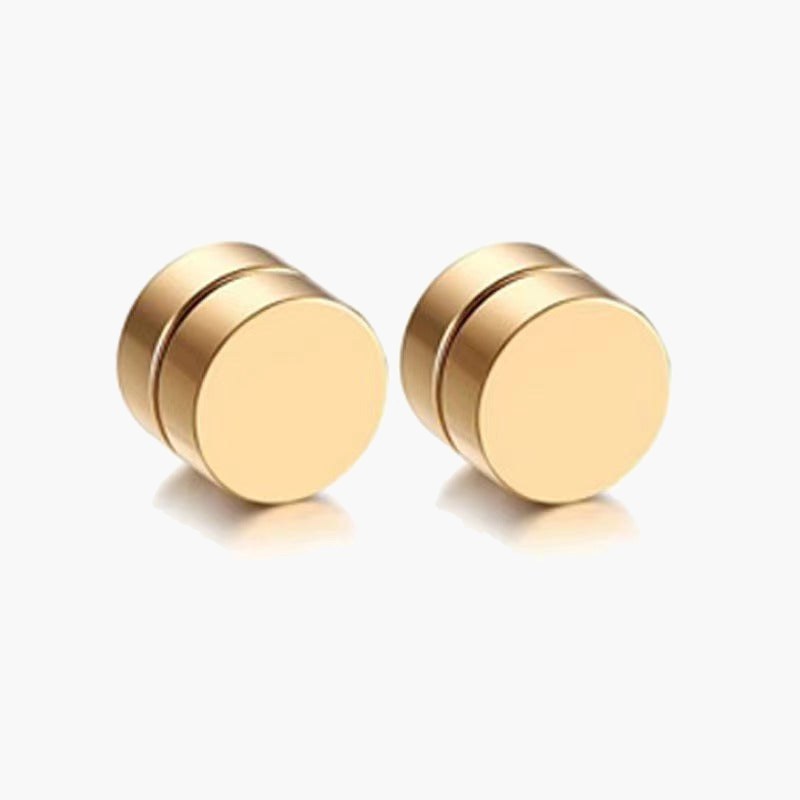 Magnetic Non-Pierced Stainless Steel Stud Earrings, black square CZ view 3