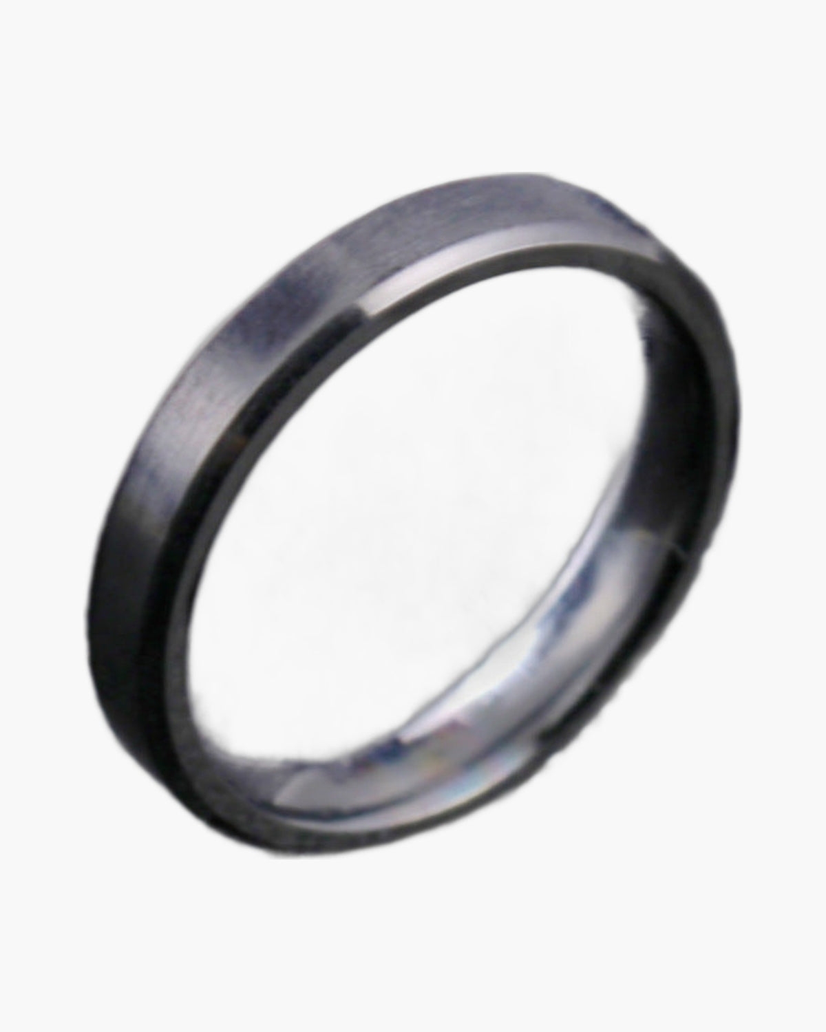 Matte Beveled Stainless Steel Band Ring in silver finish view 6
