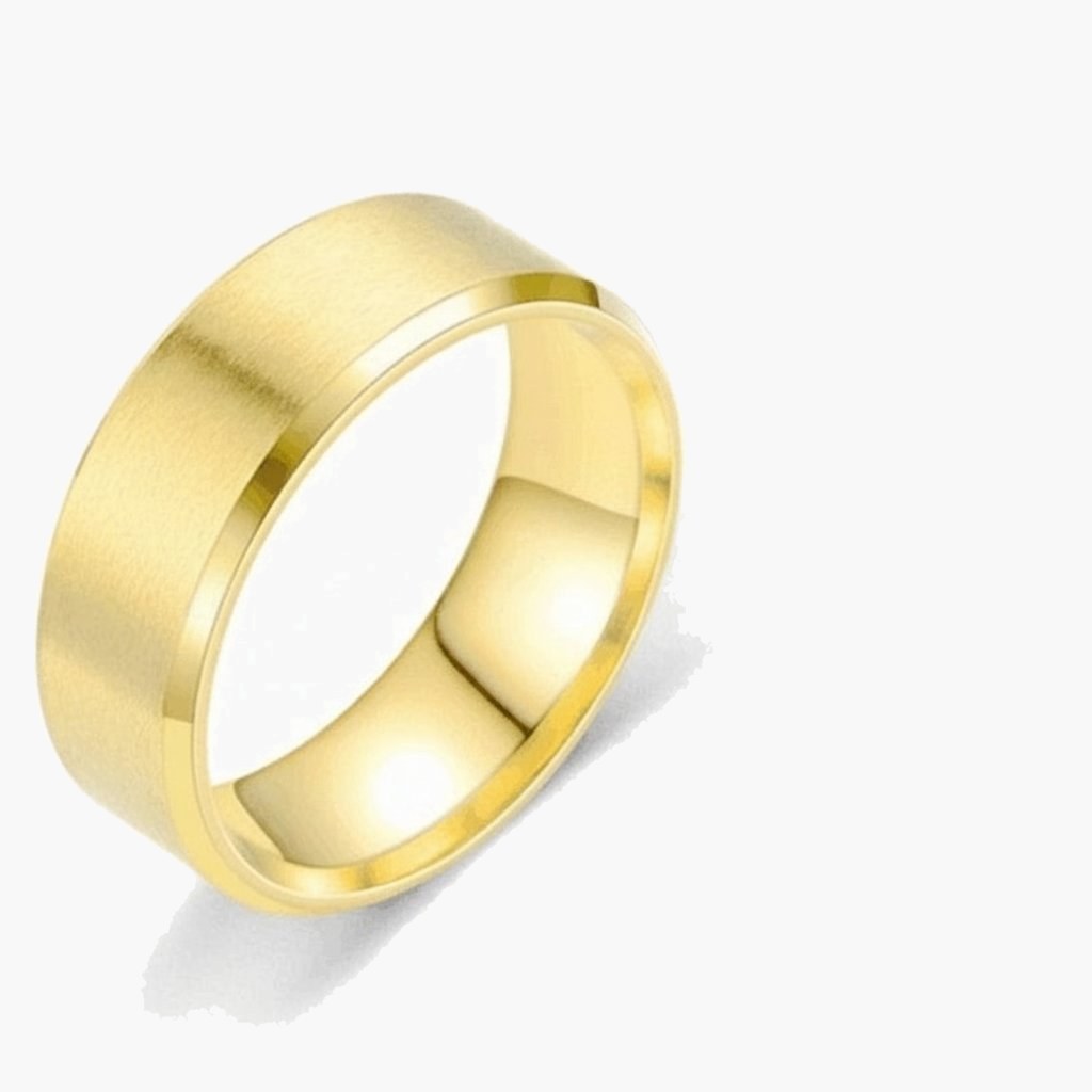 Matte Beveled Stainless Steel Band Ring in silver finish view 3