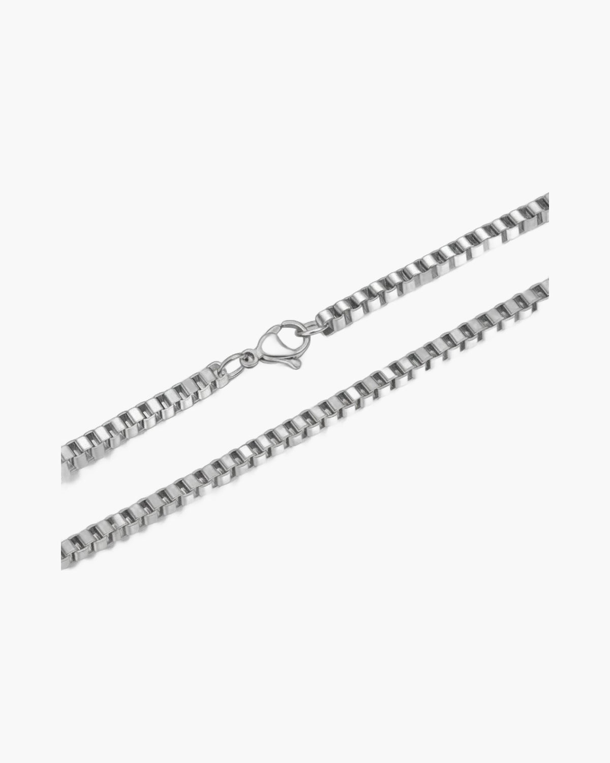 Minimalist Stainless Steel Box Chain on neck view 8