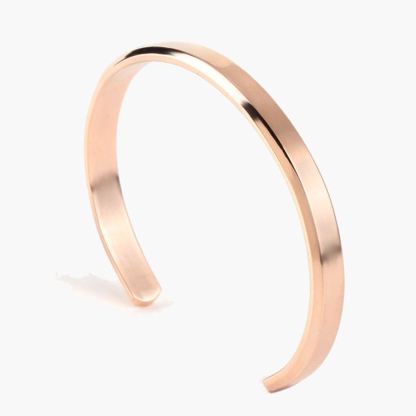 Minimalist Stainless Steel Cuff Bracelet gold-tone on wrist view 3