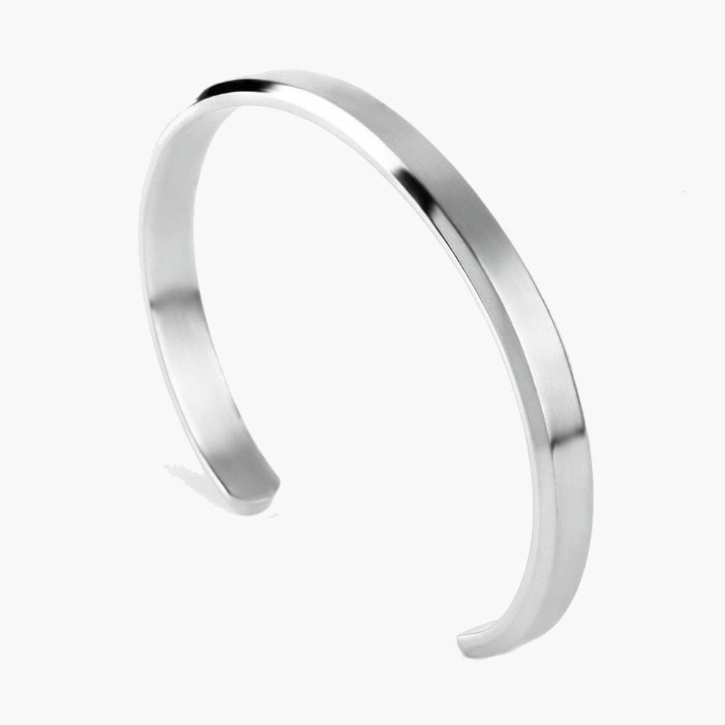 Minimalist Stainless Steel Cuff Bracelet gold-tone on wrist view 4