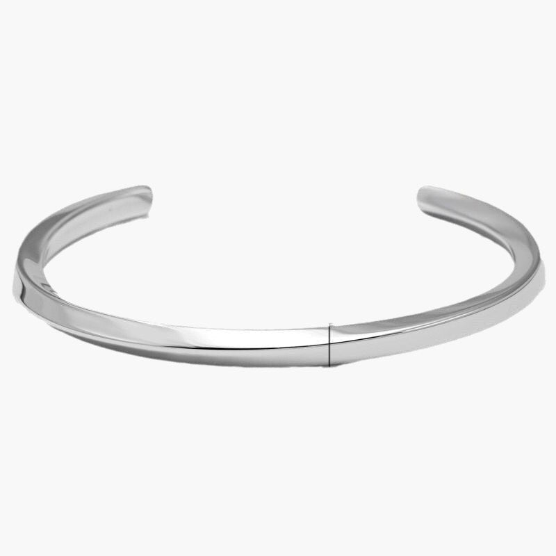 Mobius Titanium Steel Open Bracelet in silver-tone