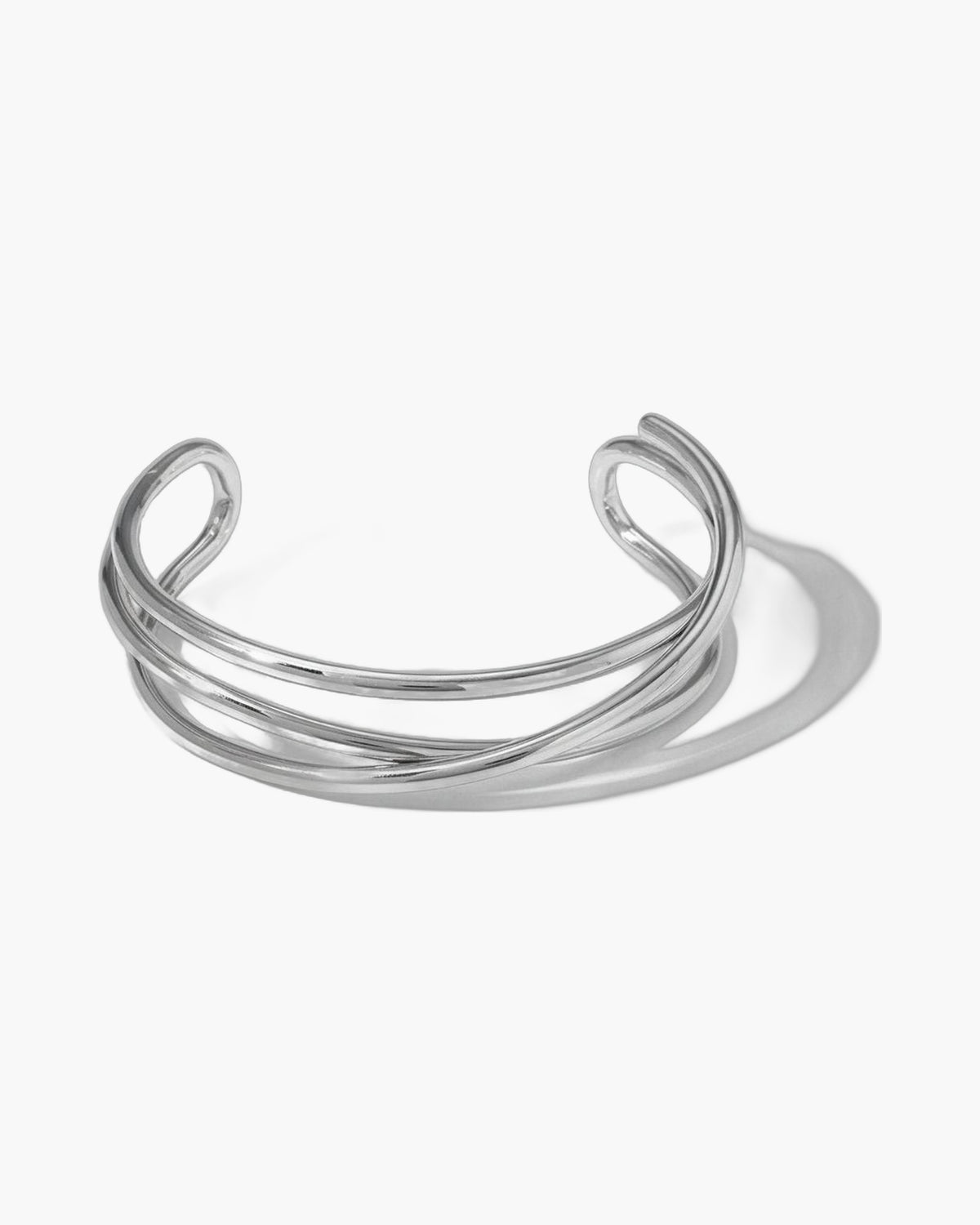 Multi-Line Open Cuff Bracelet in silver-tone stainless steel
