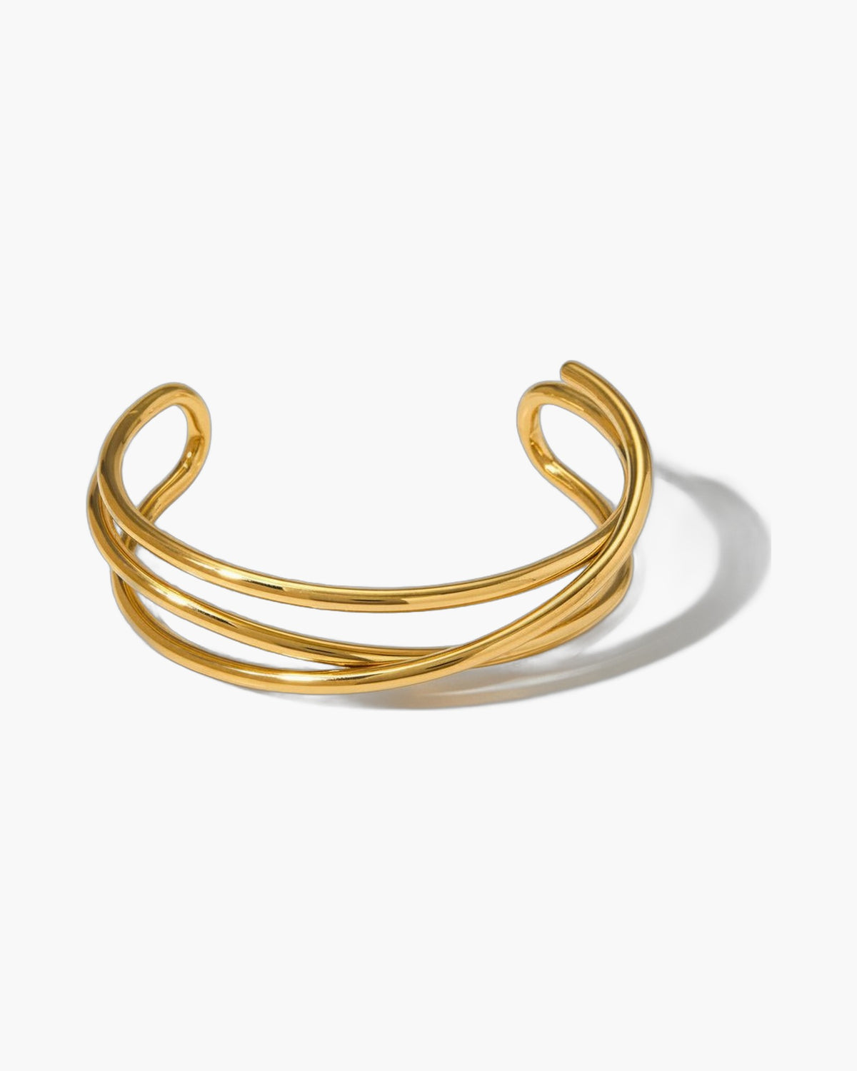 Multi-Line Open Cuff Bracelet in silver-tone stainless steel view 2
