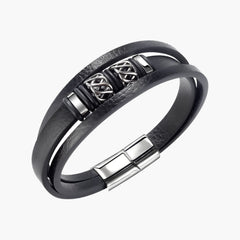 Bracelet homme cuir multirang à perles nouées