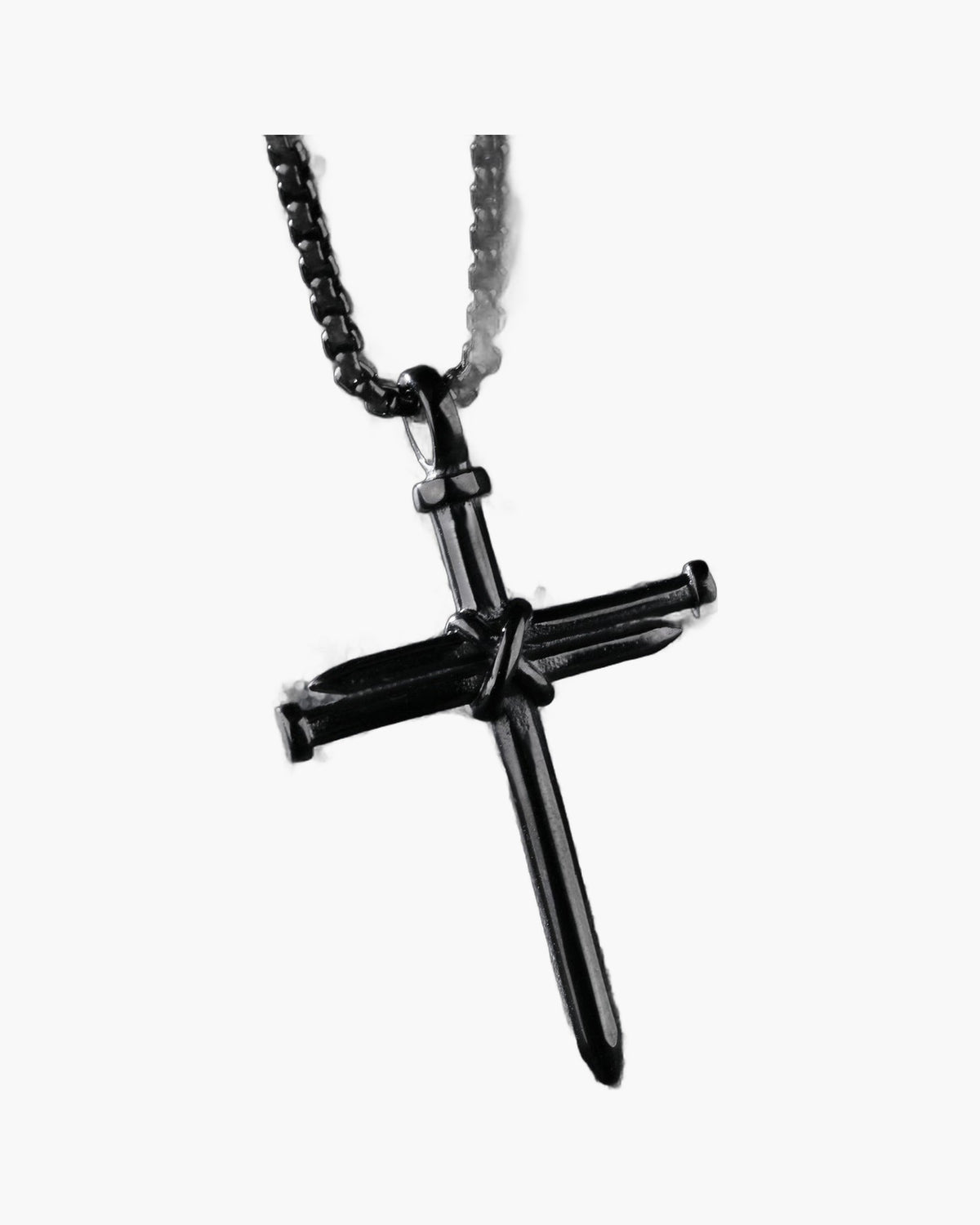 Nail Cross Pendant Necklace in black, gold-tone, and silver-tone view 3